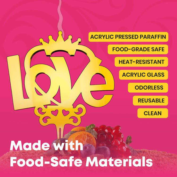 Love Reusable Gold Romantic Cake Candle