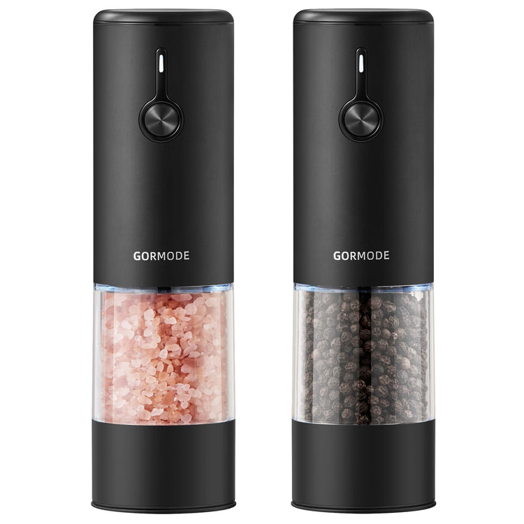Black Stainless Steel Electric Salt and Pepper Grinder Set with Dust Cover