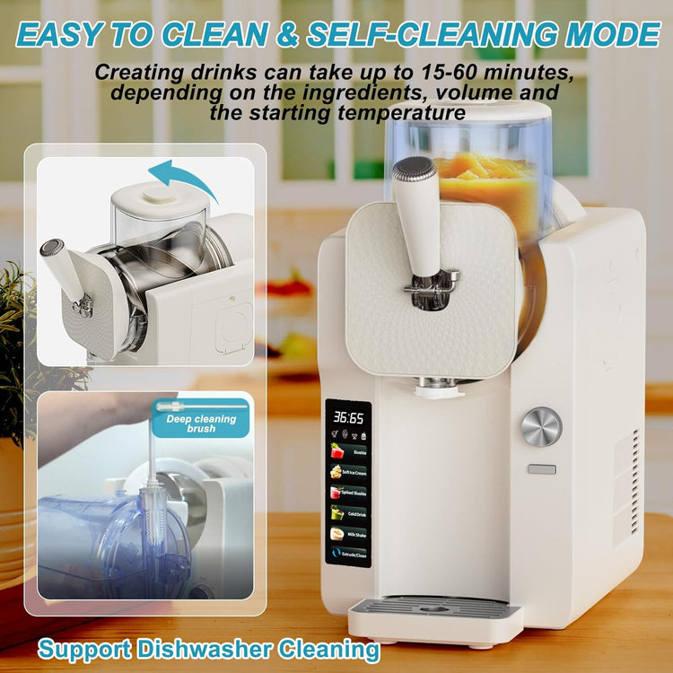 Ice Cream Maker, Slushie Machine for Home, Slushy Machine 70 oz Margarita Machine with 6 Preset Programs for Ice Cream, Smoothie, Milkshake, Cocktail, Frappés, 9-Level Adjustable Thickness, White