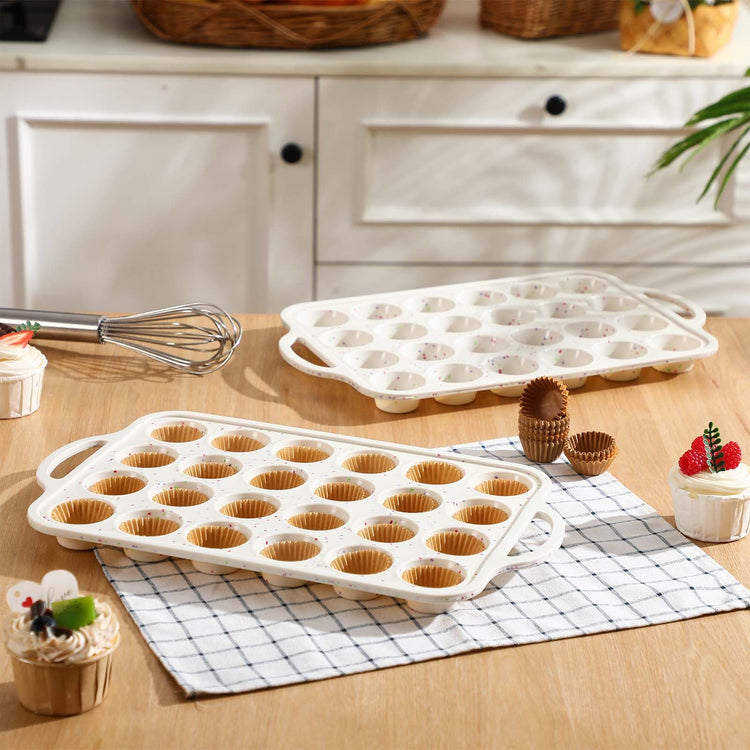 2 Silicone Muffin Pans for Baking with 200 Mini Cupcake Liners (2 Count)