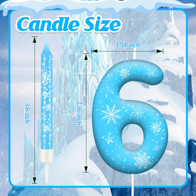 13PCS Snowflake Themed Birthday Candles Number 6 Set (13 Count)