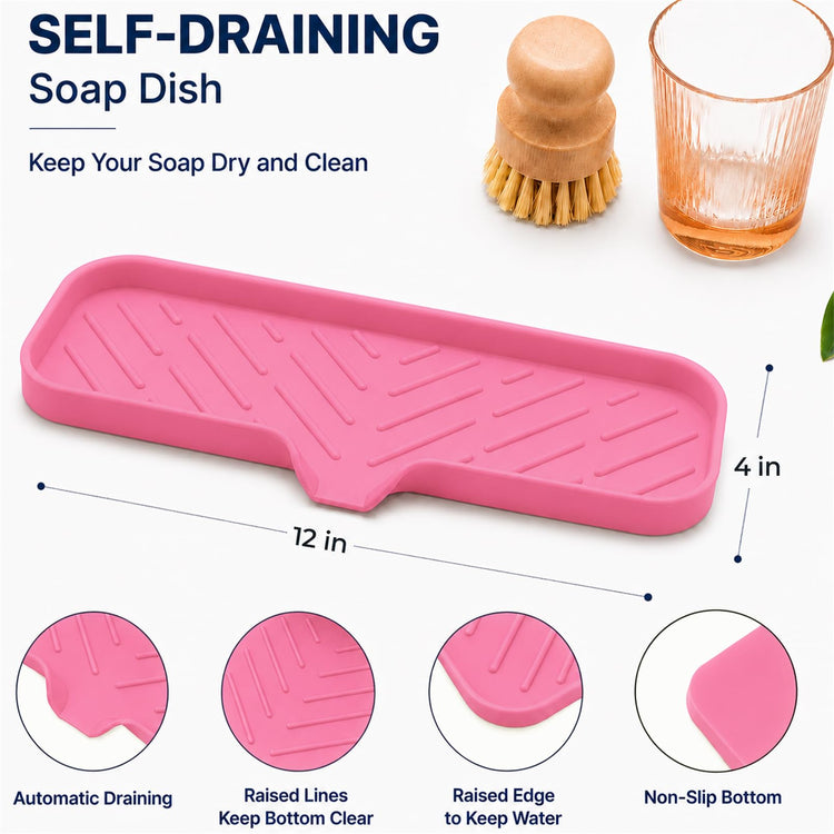 Silicone Soap Dish with Drain Spout