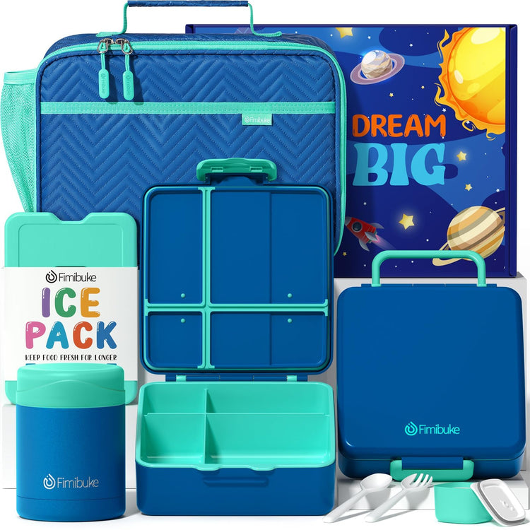 Kids Bento Snack Lunch Box with Thermo Insulated Toddler Lunch Bag
