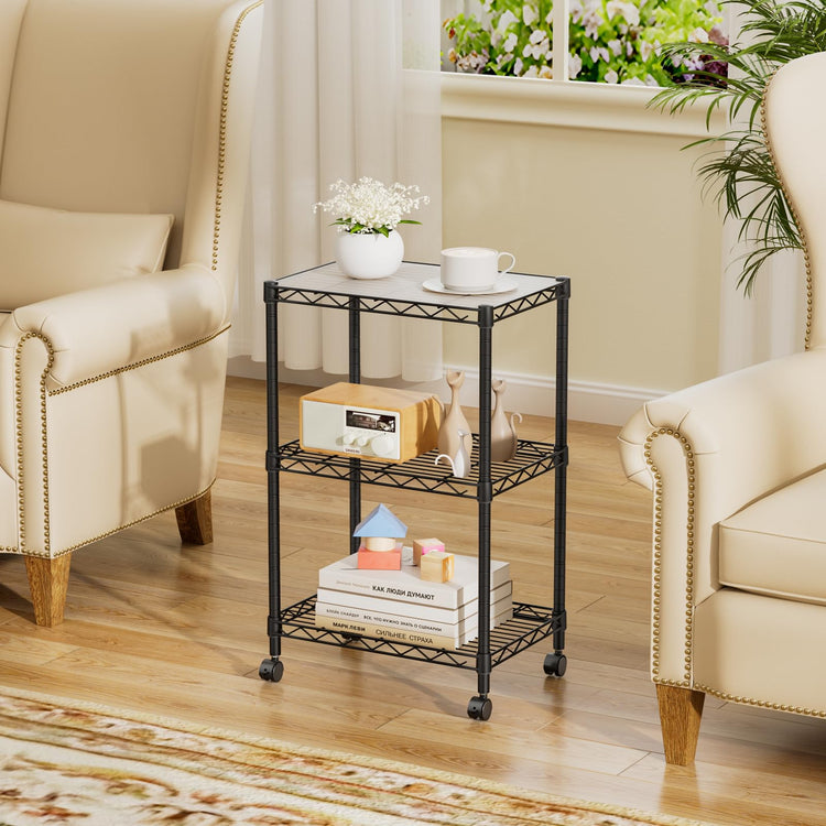 Small Wire 3 Adjustable Shelves Pantry Metal Shelf Floor Organizer
