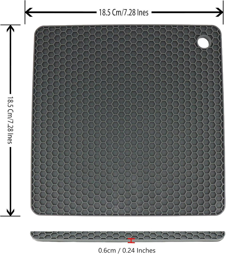 Silicone Trivets for Hot Dishes, Trivet Hot Pads for Kitchen, Trivets for Hot Pots and Pans, Multi Use Silicone Pot Holders Trivet Mat, Heat Resistant Mats for Countertop Set 4 Light Gray