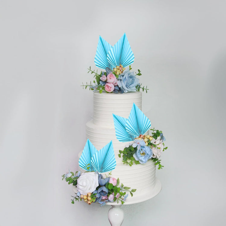 6pcs Paper Palm Fan Cake Toppers (6 Count)