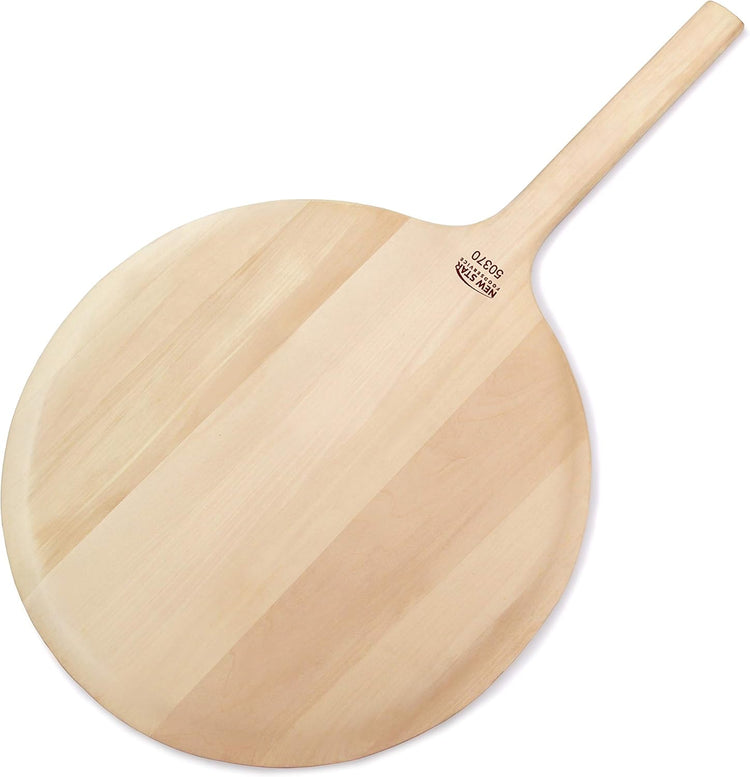 New Star Foodservice 50370 Restaurant-Grade Wooden Pizza Peel, 19" L x 19" W Plate, with 14" L Wooden Handle, 33" Overall Length