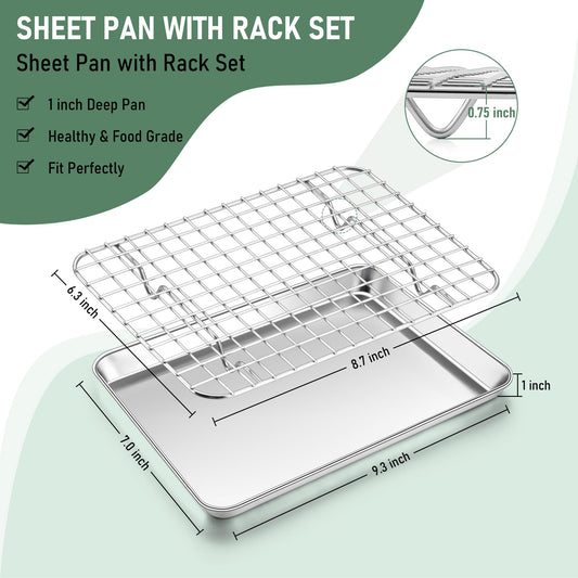 Toaster Oven Pan with Rack Set (4 Count)