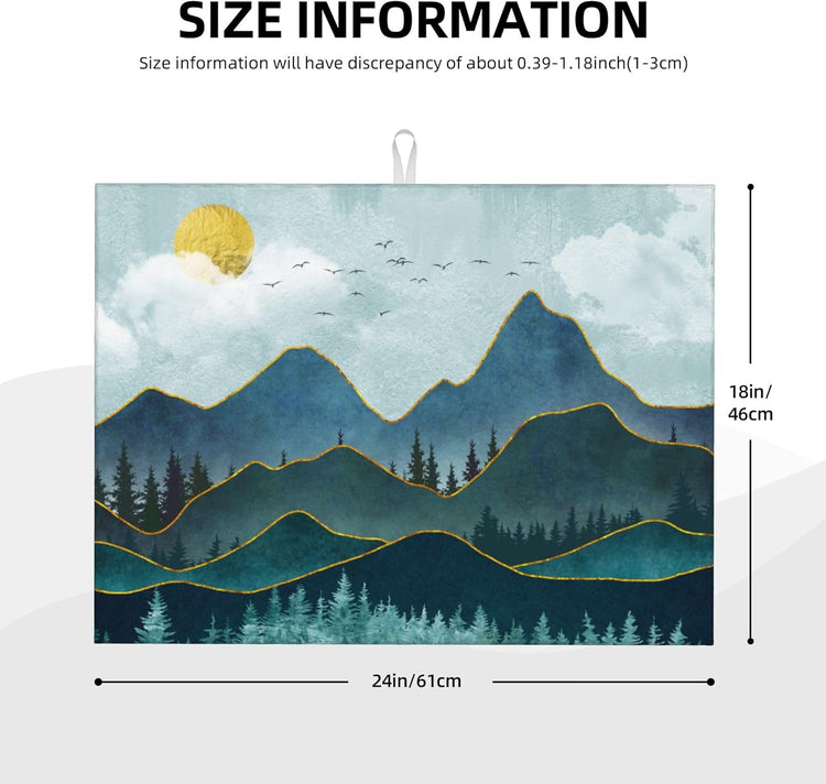 Mountain Peaks Nature Landscape Microfiber Dish Drying Mat for Kitchen Counter 18"x24" Modern Decorative Dishes Pad Dish Drainer Rack Mats Washable Absorbent Fast Dry
