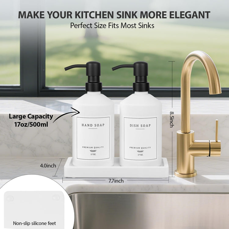 White Glass Kitchen Soap Dispenser Set (4 Count)