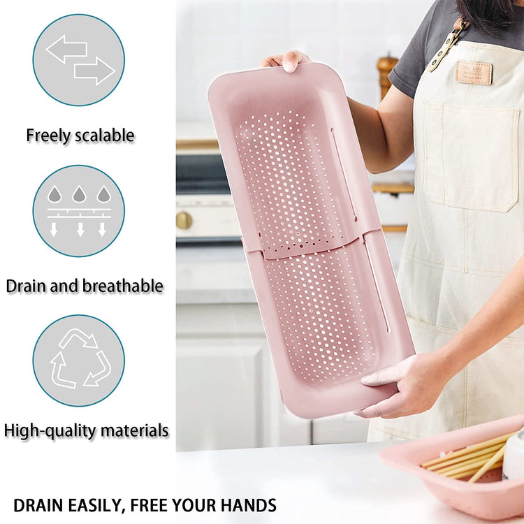 Collapsible Sink Colanders and Strainers Basket Over the Sink Colander Collapsible Colander Extendable Plastic Fruit Vegetable Strainer Drainer Basket for Kitchen