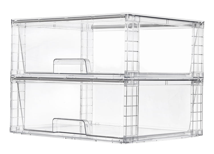 2 Pack Large Clear Stackable Storage Drawers for Closet (2 Count)