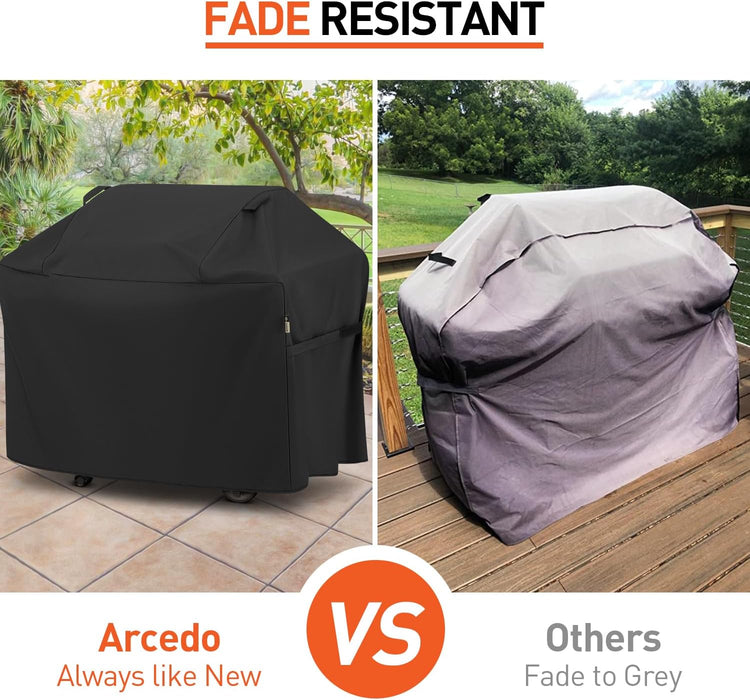 Grill Cover 64 Inch, Waterproof Heavy Duty Gas BBQ Grill Cover with Handles, Solid and Fade Resistant Compatible with Weber Charbroil Nexgrill Napoleon