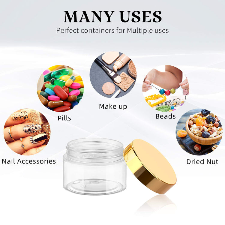 6 Pack 1 oz Plastic Jars Containers with Lids Wide (6 Count)