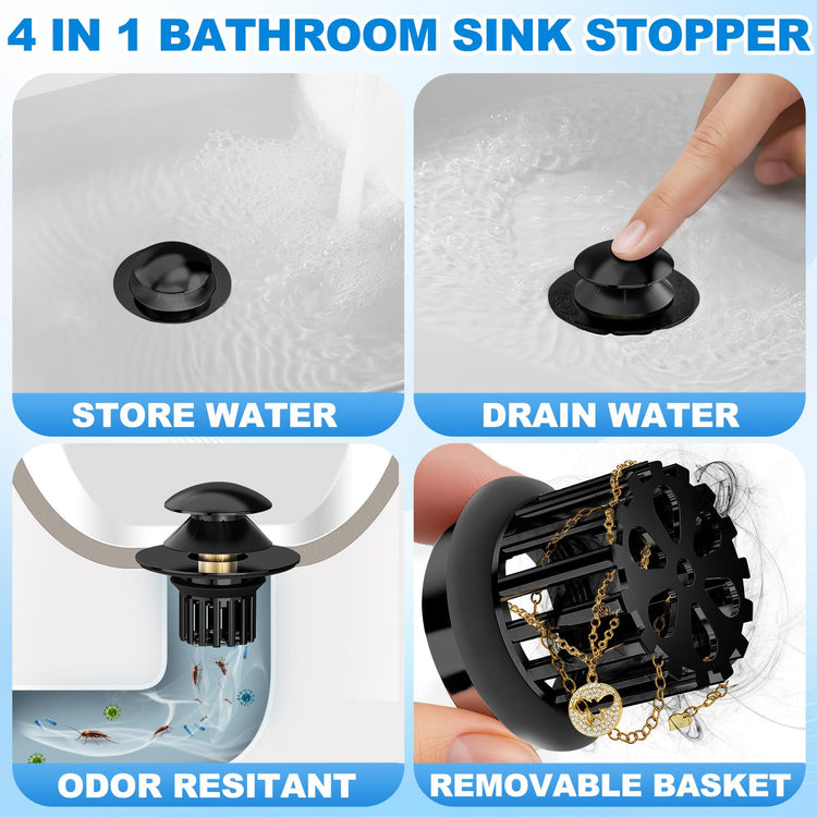 Universal 3 in 1 Bathroom Sink Drain Strainer