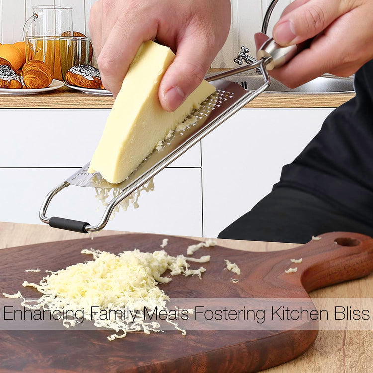 Professional-Grade Lemon Zester with Fine Blades, Lightweight Cheese/Vegetable Grater, Solid Wood Handle Design - Rust-Resistant, Durable, Essential Kitchen Tool （A2）