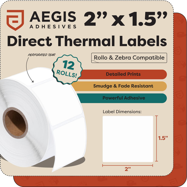 2" X 1.5” Direct Thermal Printer Labels