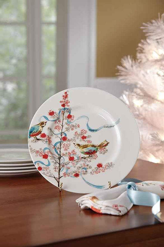 Lenox 810174 Chirp Seasonal 9-Inch Salad Plate 1-Piece, Service for 1, Luncheon Plate, Christmas Dinnerware