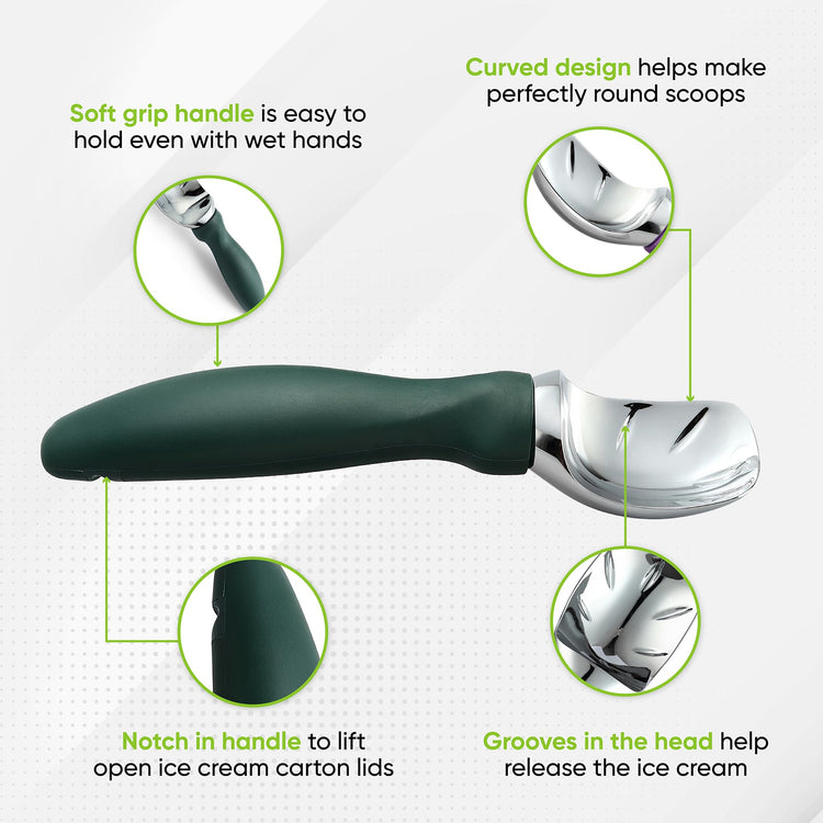 Heavy Duty Ice Cream Scoop with Soft Grip Handle