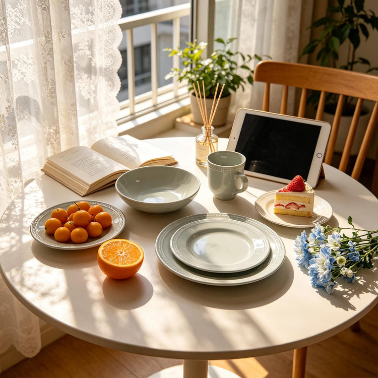 HomeVSS 16 Piece Pearl Dots Stoneware Dinnerware Set