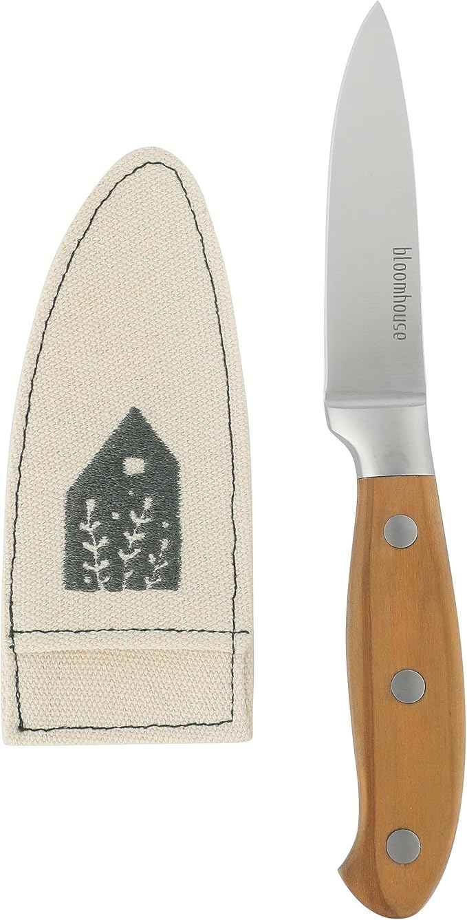 Bloomhouse - Two Time Oprah's Favorite Things Winner - 3.5-Inch Paring Knife German Stainless Steel Blade w/Forged Italian Olive Wood Handle Full Tang Precision for Peeling Trimming & Detail Work