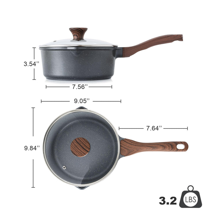 3 Quarts Nonstick Saucepan with Double Pouring Spout