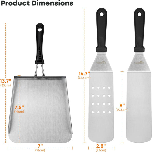 Stanbroil Griddle Spatula Set - Stainless Steel, 3 PCS Flat Top Grill Accessories for Blackstone Griddle - Nestoria