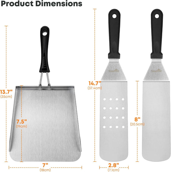 Stanbroil Griddle Spatula Set - Stainless Steel, 3 PCS Flat Top Grill Accessories for Blackstone Griddle - Nestoria