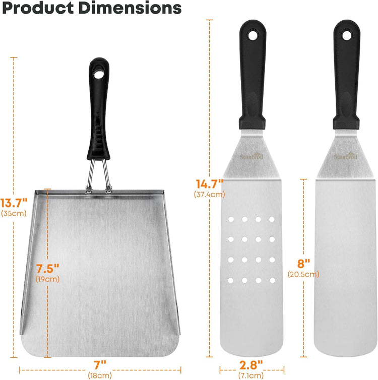 Stanbroil Griddle Spatula Set - Stainless Steel, 3 PCS Flat Top Grill Accessories for Blackstone Griddle - Nestoria