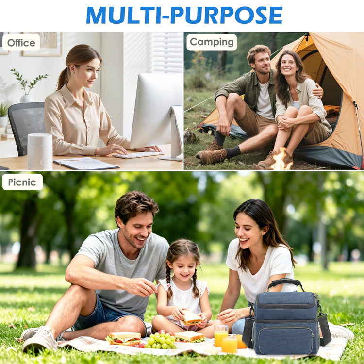 Double Layer Cooler Insulated Lunch Bag Adult Lunch Box Large Tote Bag for Men