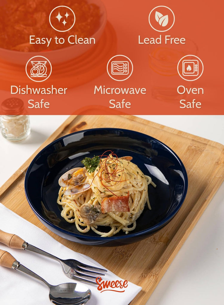 22oz Porcelain Pasta Bowls Set (6 Count)