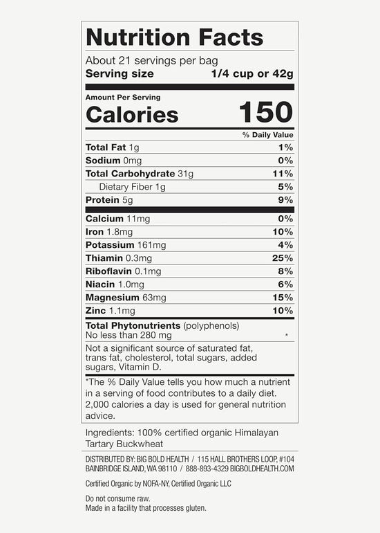 Big Bold Health Himalayan Tartary Buckwheat (HTB) Super Nutrition, Gluten-Free Flour Alternative for Baking. Certified Organic, Non-GMO, and Kosher - Nestoria