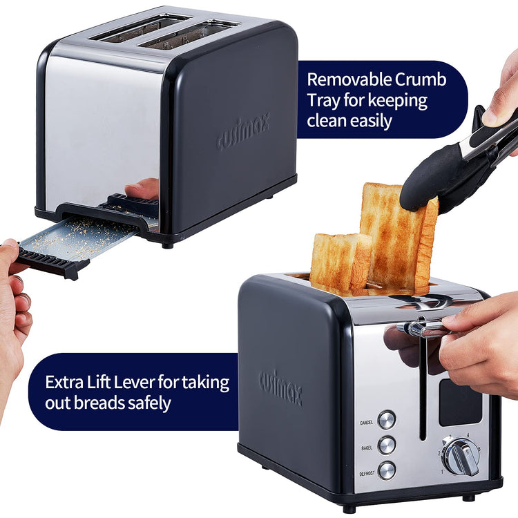 2 Slice Stainless Steel Toaster with Digital LED Display