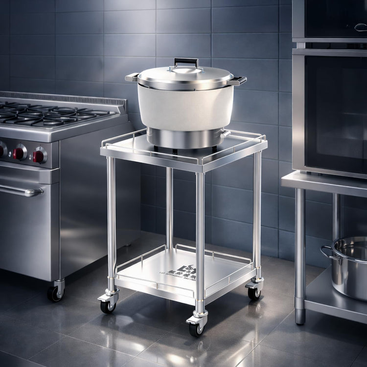 24" x 24" Stainless Steel Rice Cooker Stand and Cart with Wheels & Brakes