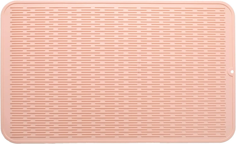 Silicone Dish Drying Mat for Multiple Usage,Easy clean,Eco-friendly,Heat-resistant Silicone Mat for Kitchen Counter or Sink,Refrigerator or Drawer Liner Pink 3XL 28 inches x 18 inches