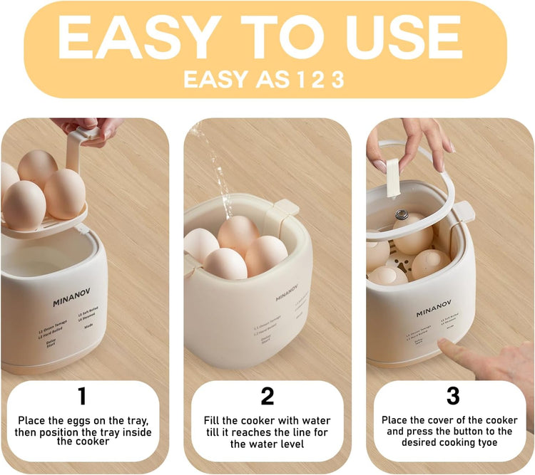 Egg Maker - Electric Egg Cooker with Auto Shut Off and Alarm- Egg Maker Machine for Hard Boiled, Soft Boiled, Steamed Eggs, Onsen Tamago - Smart Egg Cooker for Home,Kitchen, RV,Camping