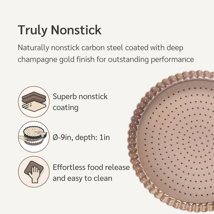 9 inch Tart Pan with Removable Bottom Nonstick