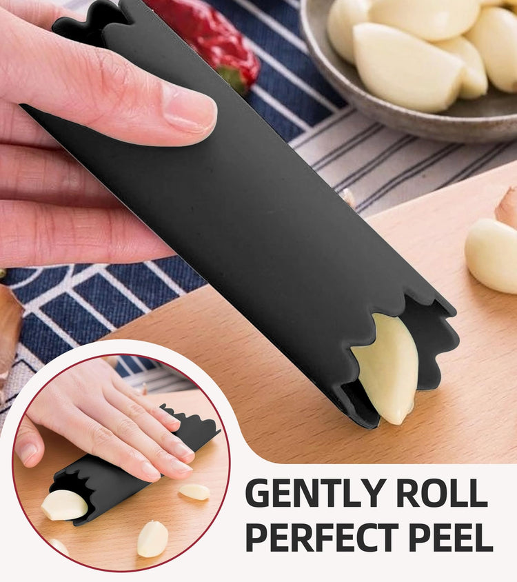 Stainless Steel Garlic Press Set Silicone Garlic Peeler & Brush
