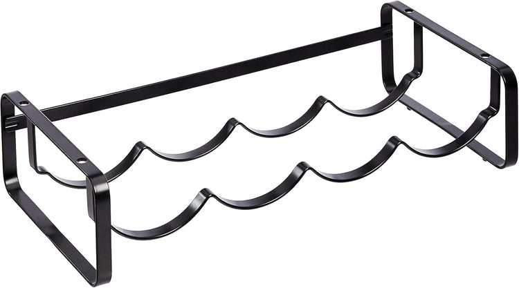 Amazon Basics Tabletop Stackable 4-Bottle Metal Wine Rack, 3.74"D x 15.75"W x 7.87"H, Black