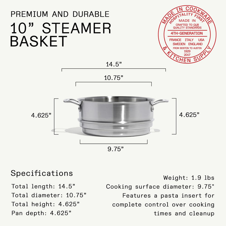 Cookware 10" Stainless Steel Steamer Insert