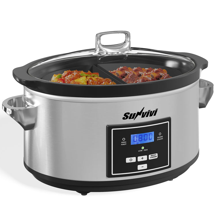 6 Quart Programmable Slow Cooker with 2 in 1 Silicone Liners