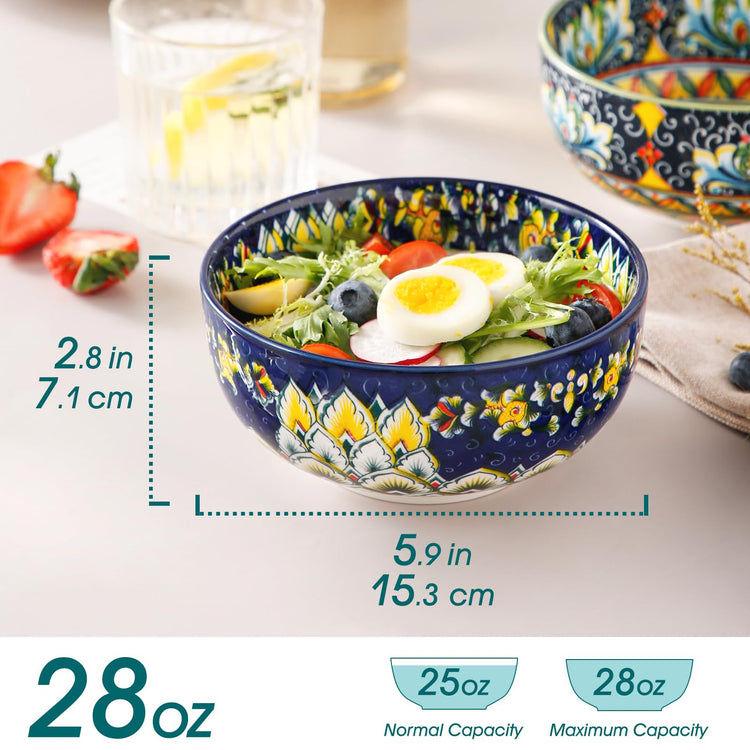 SIMI 28 oz Cereal Bowls Set of 6 (6 Count)
