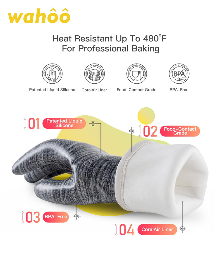 wahoo 12 Inch Liquid Silicone Oven Mitts