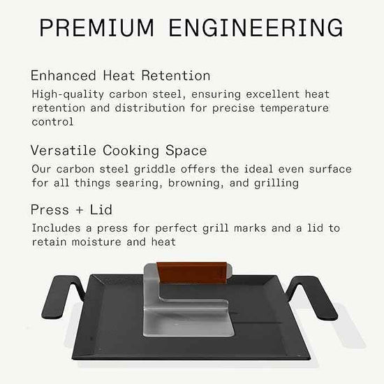 Made In Cookware | Carbon Steel Griddle and Grill Press Set with Half Lid - (Like Cast Iron, but Better) | Professional Cookware | Crafted in Sweden | Induction Compatible