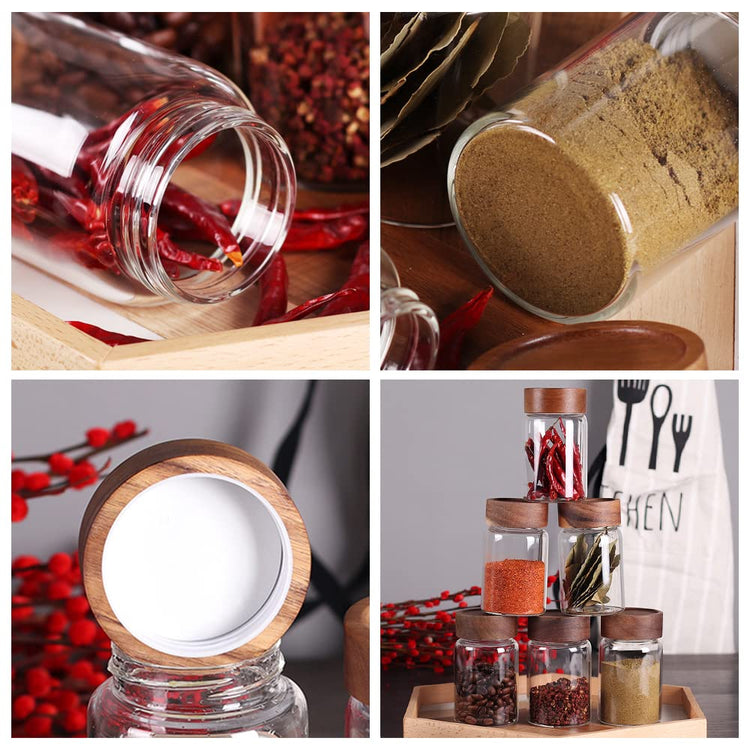 6 Pcs Small Glass Spice Jars with Label (6 Count)
