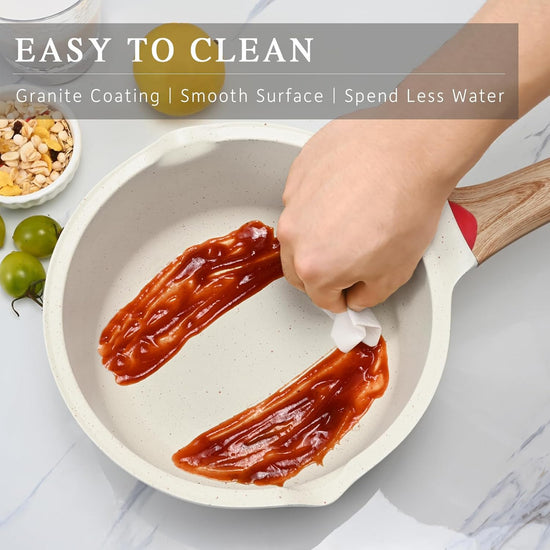 VINCHEF Sauce Pan Set with Lid 10PCS, 3 White Non Stick Cooking Pots Induction pot sets, Saucepan Set with Silicone Tools and Pot Protectors, PFAS and PFOA Free (2QT+3QT+4QT) - Nestoria