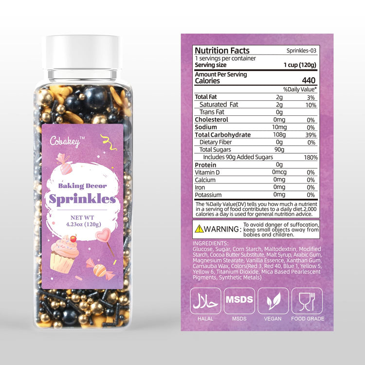 Royal Crown Black and Gold Sprinkles for Cake Decorating 4.23ounce (4.23 Ounce)