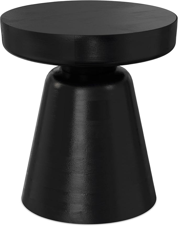 SIMPLIHOME Robbie Accent Table - 16 inch Wide Solid Mango Wood End Table in Black, Boho Contemporary Rustic Side Table for Living Room or Bedroom with Multipurpose Function, Assembled