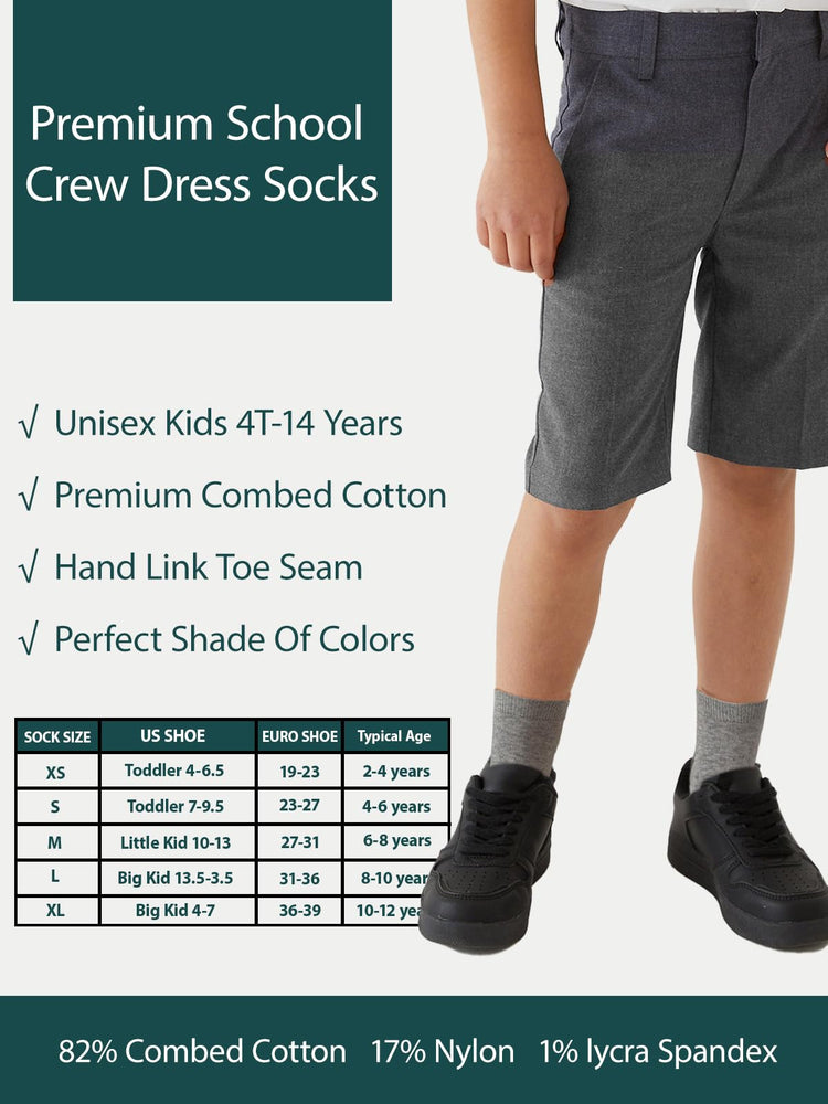 Unisex Kids Boys Girls Soft Cotton School Socks 4 (6 Count)