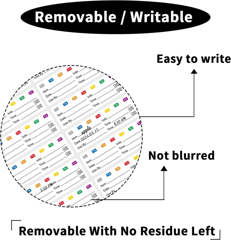 STARLIBOO Removable Multicolor Labels, Blank Stickers for Food Containers, 1x3 Inch, Waterproof, Easy Peel Off (240 Labels)